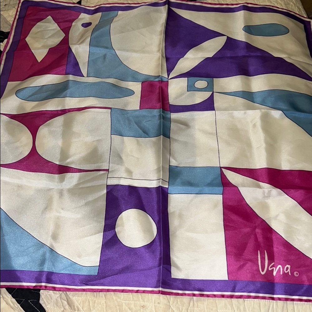 Vintage Scarves by Vera Neumann Japan Colorful Abstract Silk Scarf 22” square